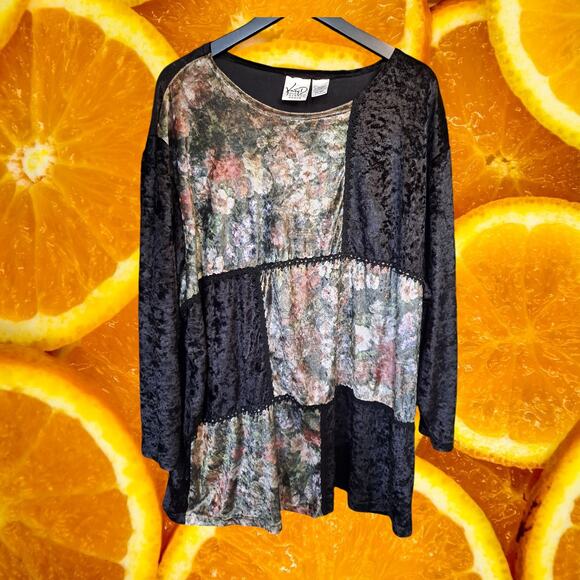 Kathyrn Deene Pants Suit Velour Black with Colorful Patches Size 26/28‎ - Picture 6 of 11